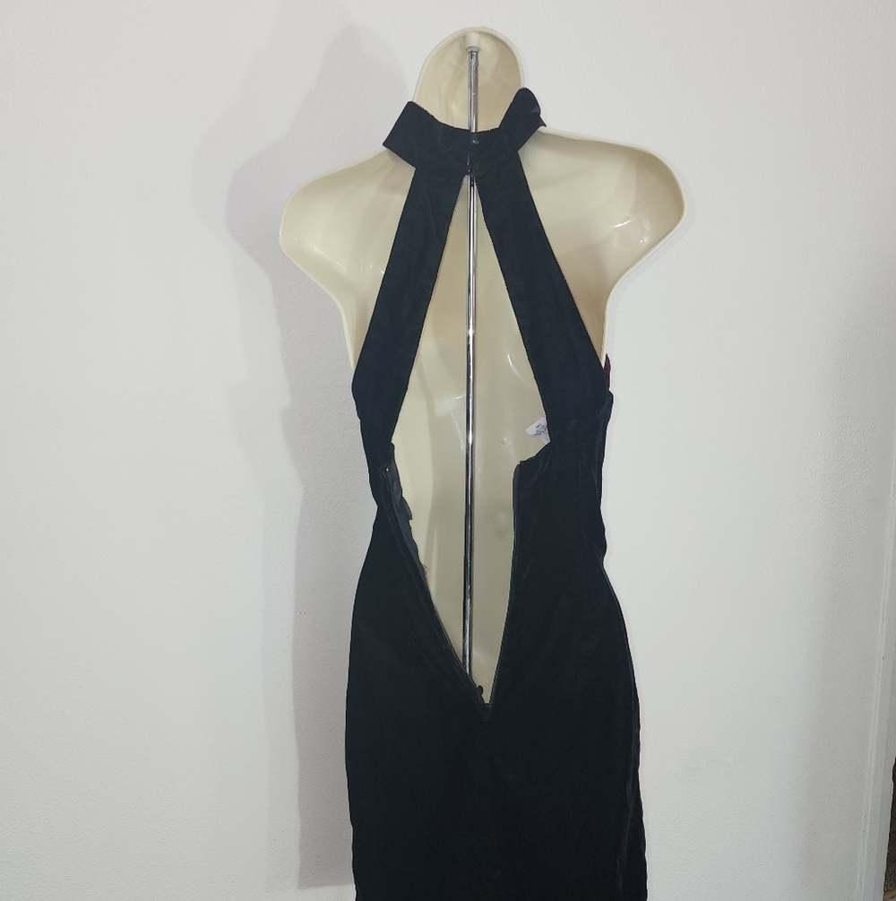 Scott McClintock Dress Vintage Velvet Faux Pearl And Lace Choker Black Size 4 - Picture 11 of 14
